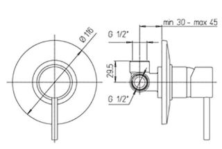 Встраиваемый смеситель для душа Paini Cox 78PJ690 матовое золото